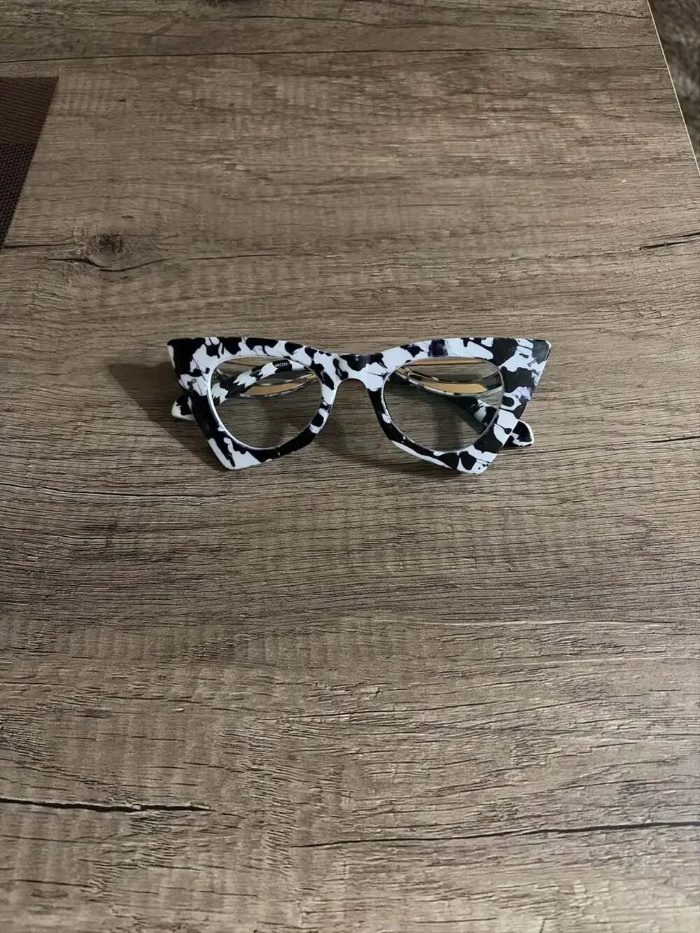 Black and White Marble Pattern Cat Eye Fashion Eyeglasses Frames